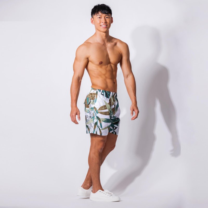 (新品)ST08-抽繩印花海灘褲/Broadleaf Pattern - 男短褲/工作短褲 - 聚酯纖維 多色