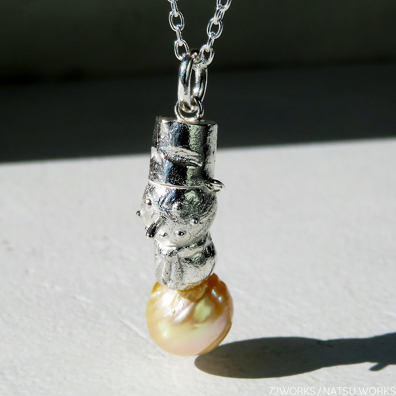 Pearl Snowman Pendant - Necklaces - Gemstone Orange