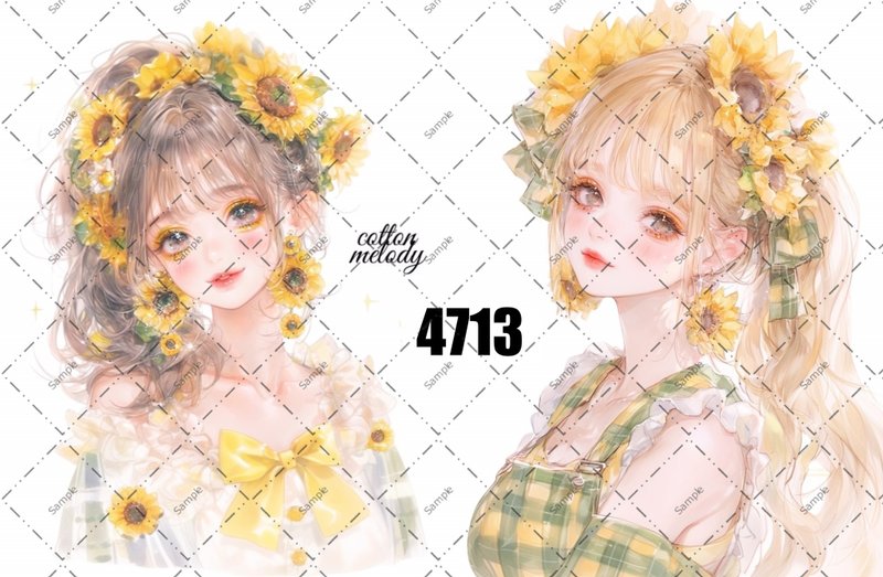 original sticker no.4713 人物ステッカー オリジナルステッカー オリジナル人物ステッカー 装飾ステッカー cotton melody - 貼紙 - 紙 