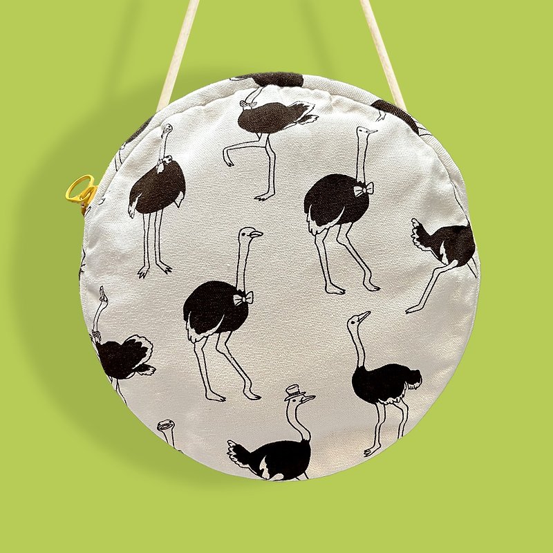 ostrich side backpack - กระเป๋าแมสเซนเจอร์ - ผ้าฝ้าย/ผ้าลินิน สีกากี