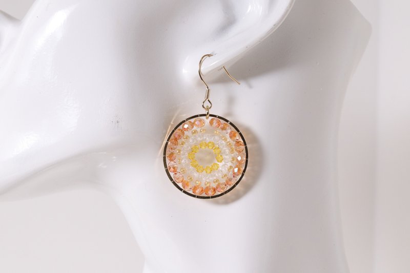 Orange Mandala Suncatcher Earrings - Earrings & Clip-ons - Glass Orange