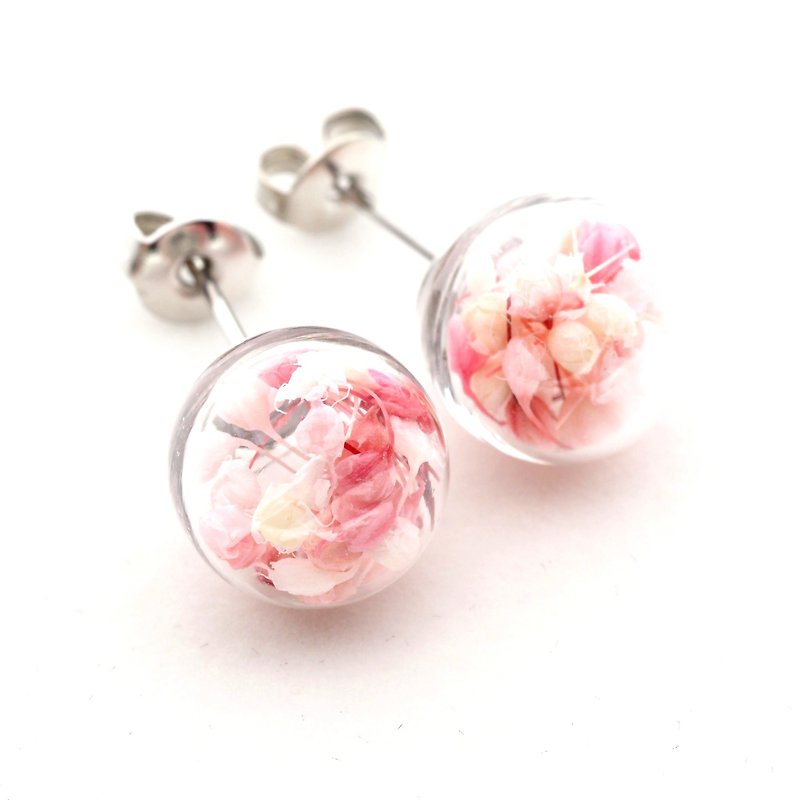OMYWAY Handmade Dried Flower - Glass Globe - Earrings  1cm - Earrings & Clip-ons - Glass 
