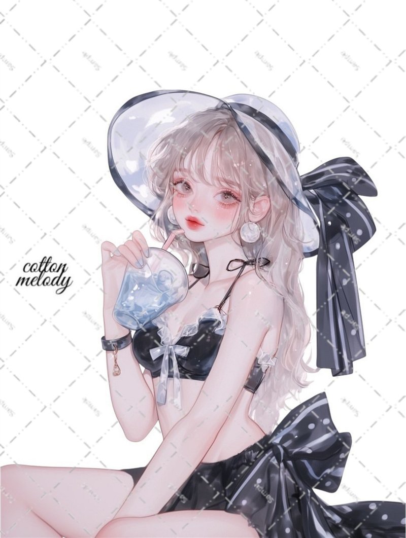 original sticker no.6474 人物ステッカー オリジナルステッカー 人物ステッカー 女の子ステッカー オリジナル人物ステッカー - 貼紙 - 紙 
