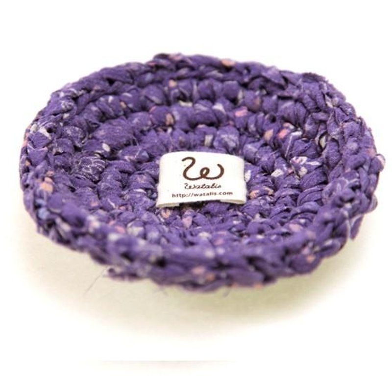 きもの裂き編みコースター　パープル - 杯墊 - 棉．麻 紫色