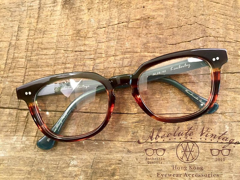 Absolute Vintage-Kimberley Road Kimberley Road square young frame mixed color plate glasses-Olive - กรอบแว่นตา - พลาสติก 