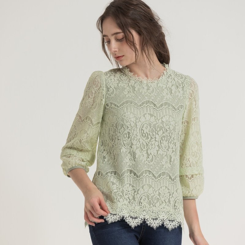 Vivaldi classic lace top green - Women's Tops - Polyester Green