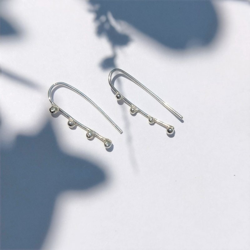 │Caoqi│Flower Dew•U-shaped earrings•Two-wearing style•Pure silver earrings•Designer original