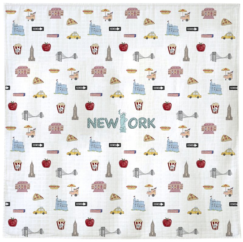 Benibaby竹棉柔軟嬰兒新生兒包巾寶貝襁褓蓋毯 纽约款式禮盒裝 - 哺乳巾 - 棉．麻 