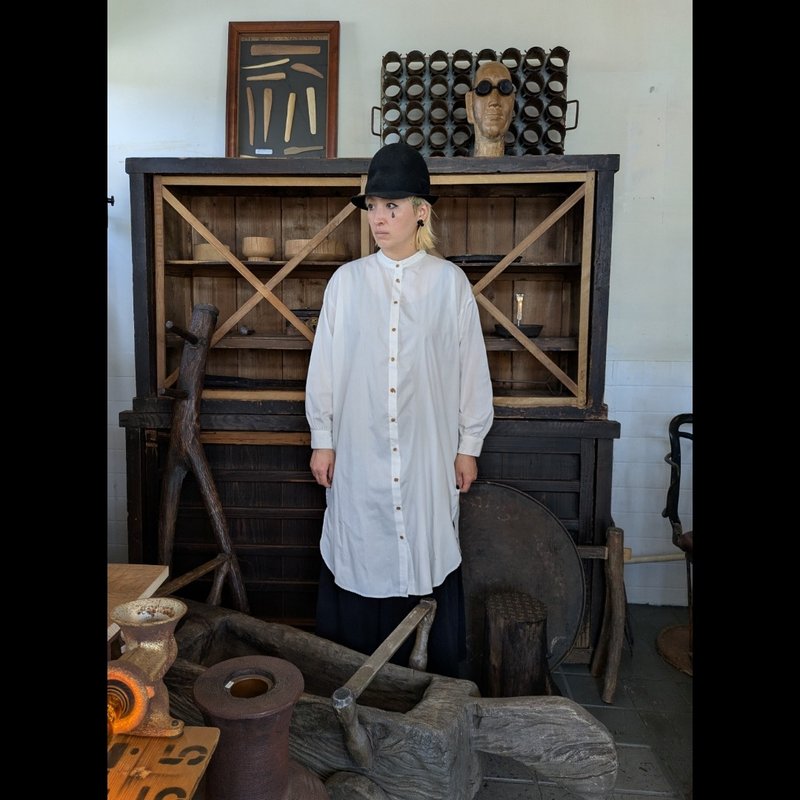 【drip】painted long shirts - 女襯衫 - 棉．麻 白色