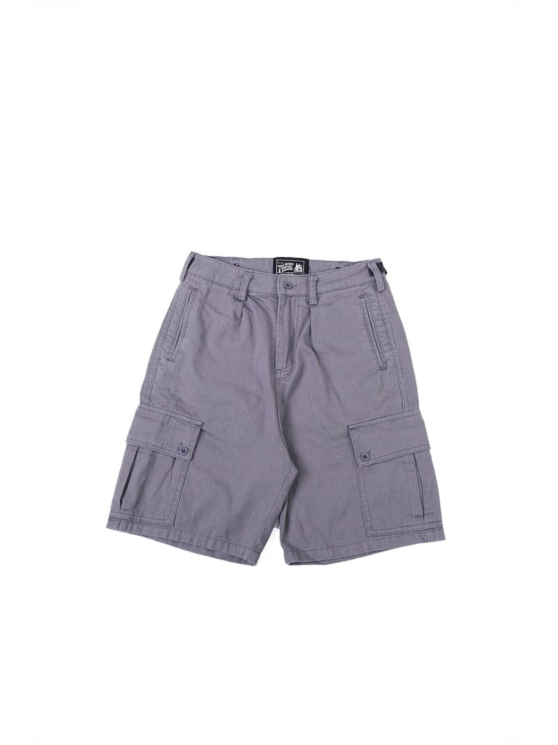 【買一送一 本地包郵免運費】HBT04 Army Shorts 人字紋軍裝短褲 - 中性長褲/短褲 - 棉．麻 灰色