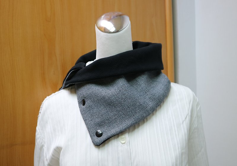 加釦保暖圍脖 短圍巾 頸套 雙面雙色 男女均適用 *SK* - 圍巾/披肩 - 其他材質 灰色