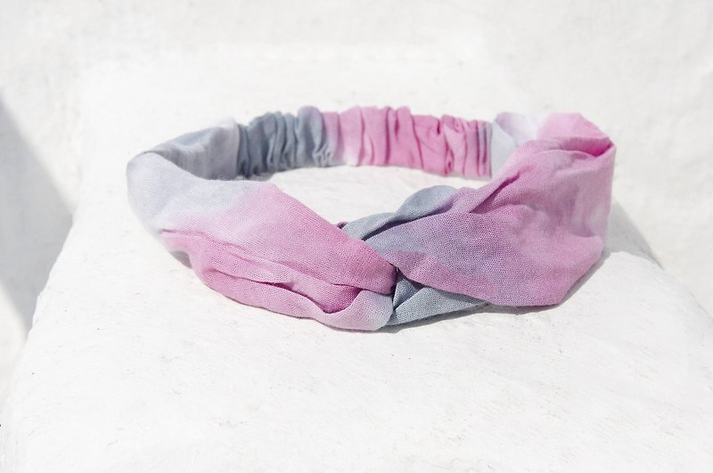 Christmas gifts Christmas market exchange gift limited a handmade hair band / French hair band / double knot hair band / elastic hair band / handmade cotton hair band / gradient hair band - romantic pink gradient rainbow - Hair Accessories - Cotton & Hemp Multicolor