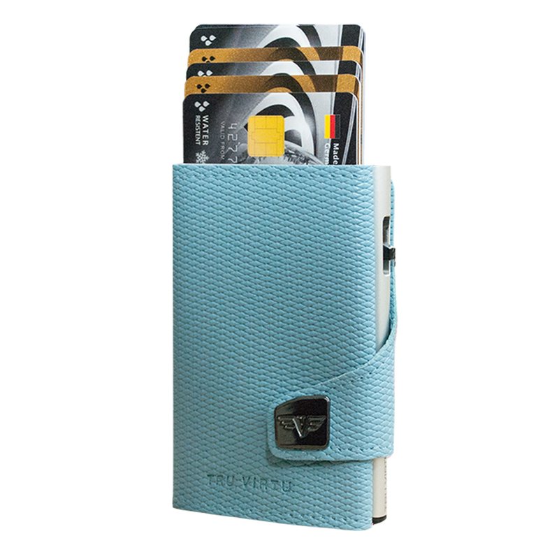 Made in Germany Tru Virtu Click and Slide Rhombus Light Blue RFID Smart Wallet - Wallets - Genuine Leather Blue