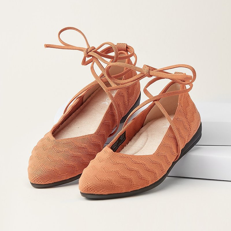 The Desert Flats Ochre Zigzag - Mary Jane Shoes & Ballet Shoes - Polyester Orange
