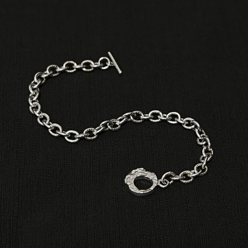 CH ・ Rock Mineral T-shaped sterling silver bracelet - สร้อยข้อมือ - เงินแท้ สีเงิน