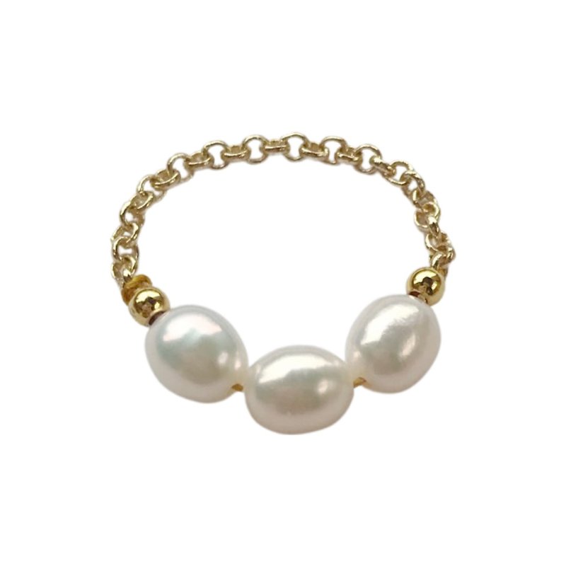Natural Rice Pearl Chain Ring/Ring
