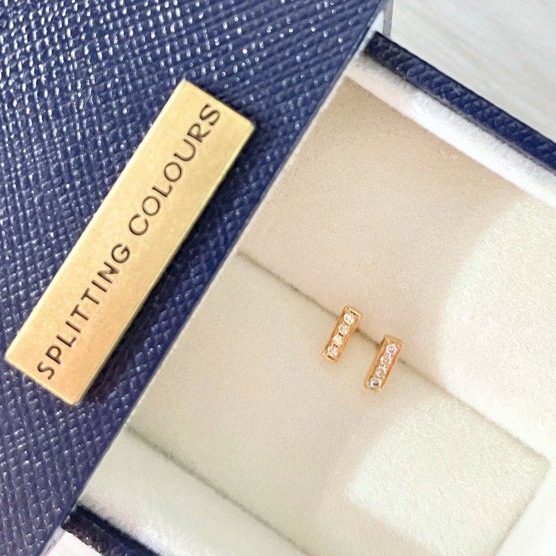 Beyond Tourmalines - 6x2mm 天然 18k黃金鑽石耳環 - 耳環/耳夾/耳骨夾 - 貴金屬 