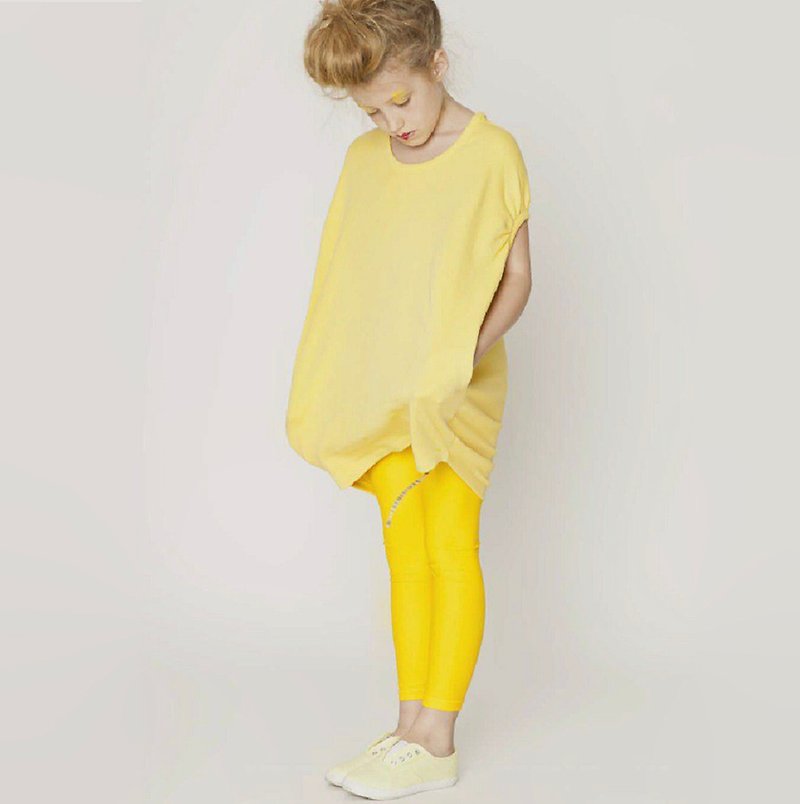 Swedish Organic Cotton Kids Wide Dress 1-9 Years Yellow - ชุดเด็ก - ผ้าฝ้าย/ผ้าลินิน สีเหลือง
