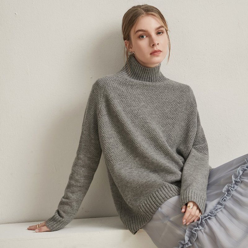 Wool Women's Sweaters Gray - Sophia Grey Turtleneck Sweater
