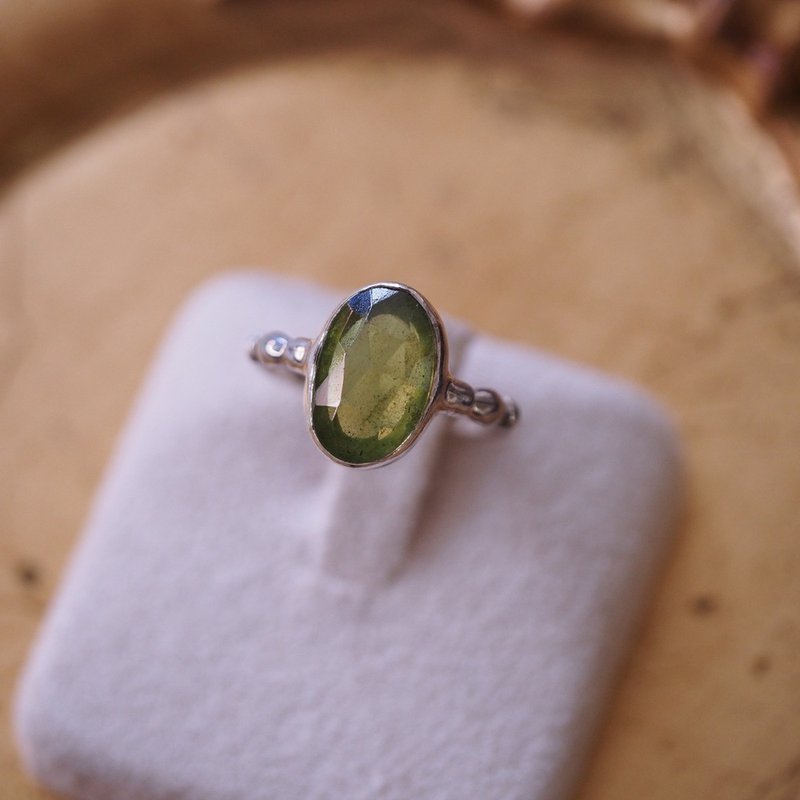天然符山石  手工戒指 綠色系寶石 5月生日石 Vesuvianite ring - 戒指 - 半寶石 綠色