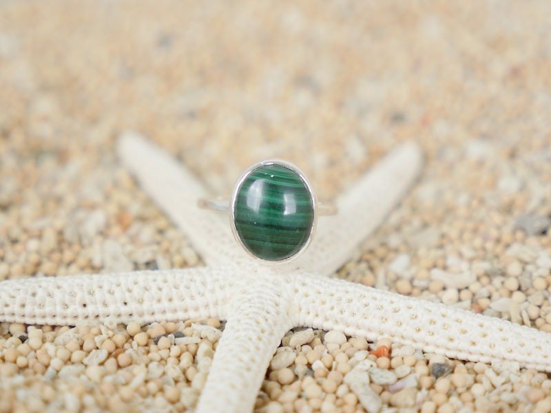 マラカイトのシルバーリング - 戒指 - 石頭 綠色