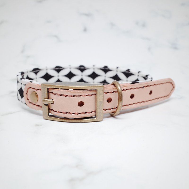 Dog collars, M size, Black & White grid_DCK090453 - Collars & Leashes - Cotton & Hemp 