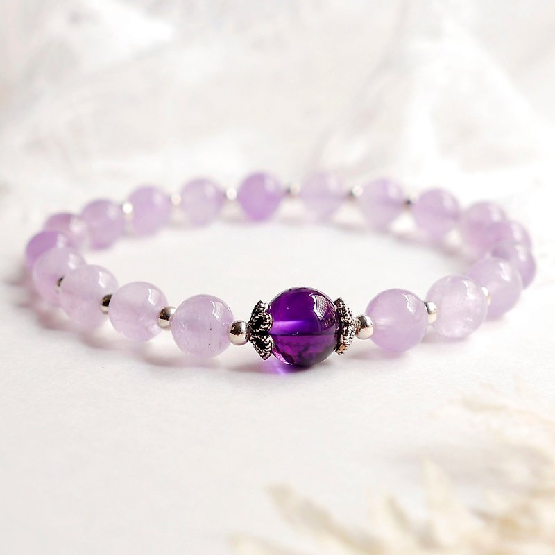 Amethyst & Lavender Amethyst & 925 Sterling Silver Natural Stone Bracelet - Bracelets - Crystal Purple