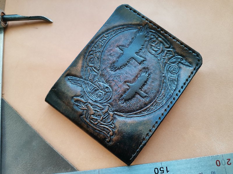 Handmade Leather Wallet, ravens,Leather Wallet