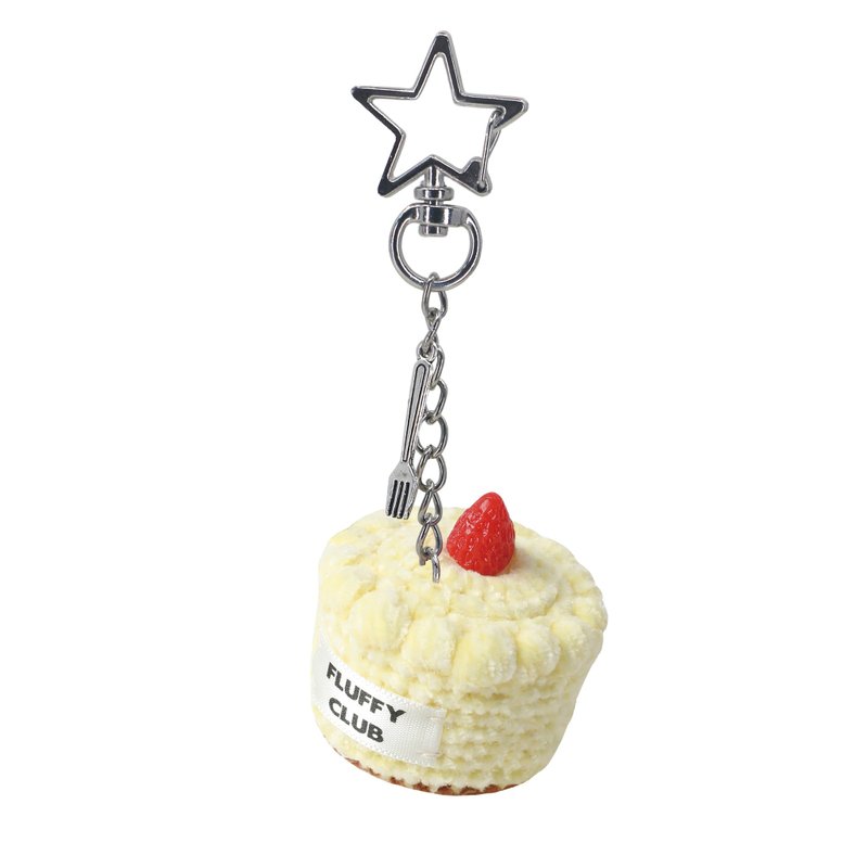 MINI CAKE KEYCHAIN (LEMON CREAM) - 鑰匙圈/鑰匙包 - 繡線 黃色