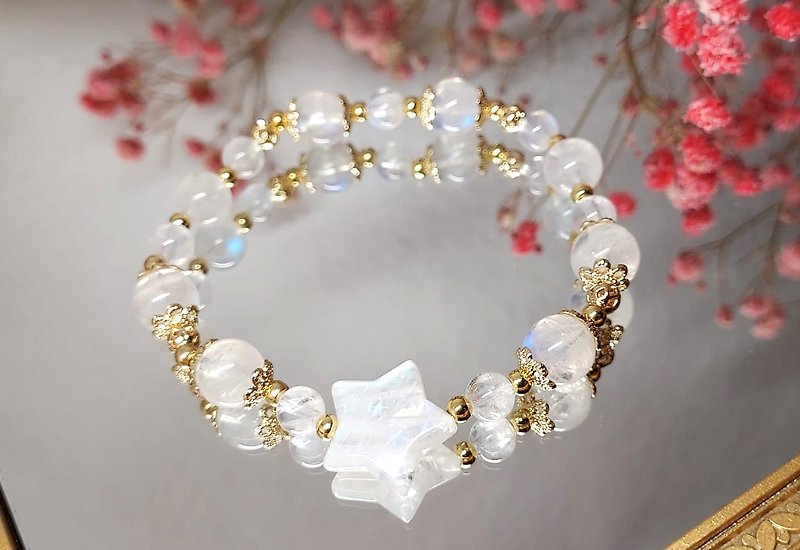 [Moon Stone 05] Natural Crystal Bracelet Bracelet DIY Bracelet Design - Customized Gift - สร้อยข้อมือ - เครื่องเพชรพลอย 