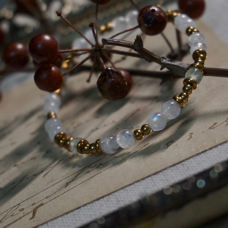 ll Limited special price ll Moonstone and Stone natural stone bracelet natural stone Bronze bracelet - Bracelets - Semi-Precious Stones Multicolor