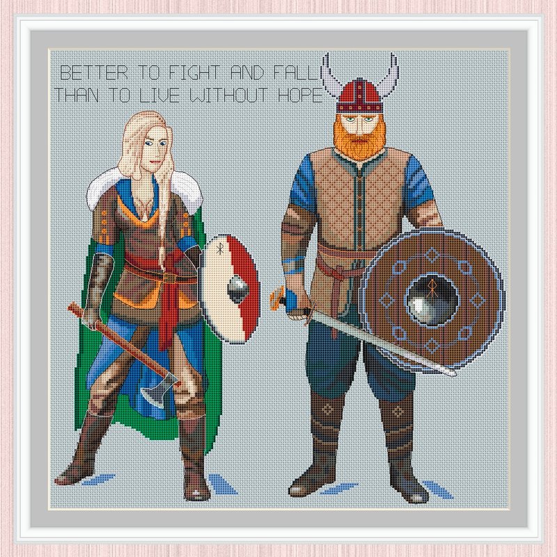 Vikings Cross Stitch Pattern | Viking Warrior | Konung | Warriors - 手工藝教學/工具書 - 其他材質 