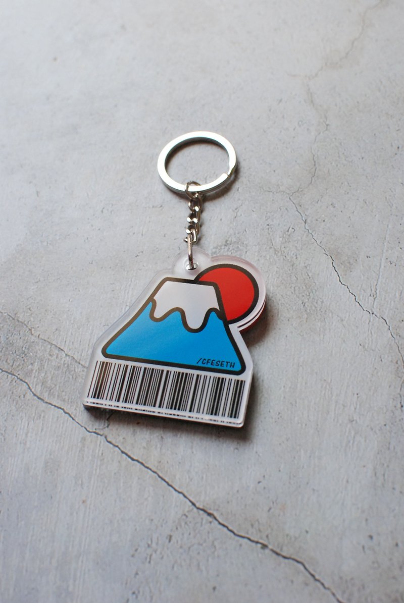 富士山客製化電子發票載具BB壓克力雙面鑰匙圈 - 鑰匙圈/鎖匙扣 - 壓克力 藍色