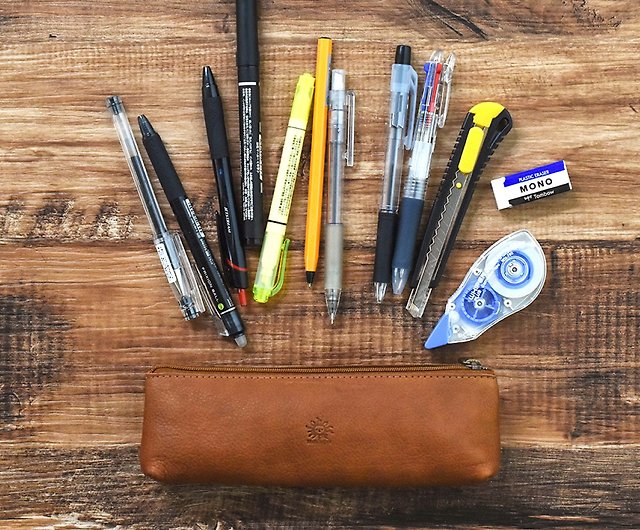 Genuine Leather Pen Case Medium Size Soft Nume Leather Pencil Case