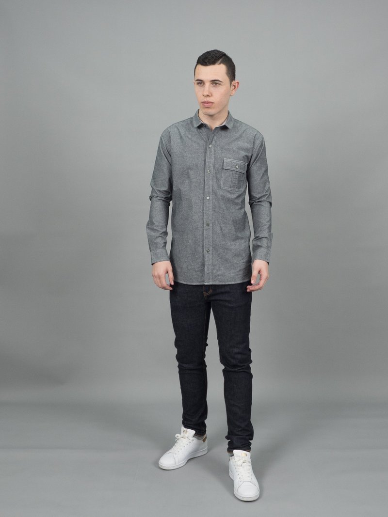 FT. Work Shirt (Dark Grey, Long sleeve) (2 Pcs.) 長袖襯衫 - 男襯衫/休閒襯衫 - 棉．麻 灰色