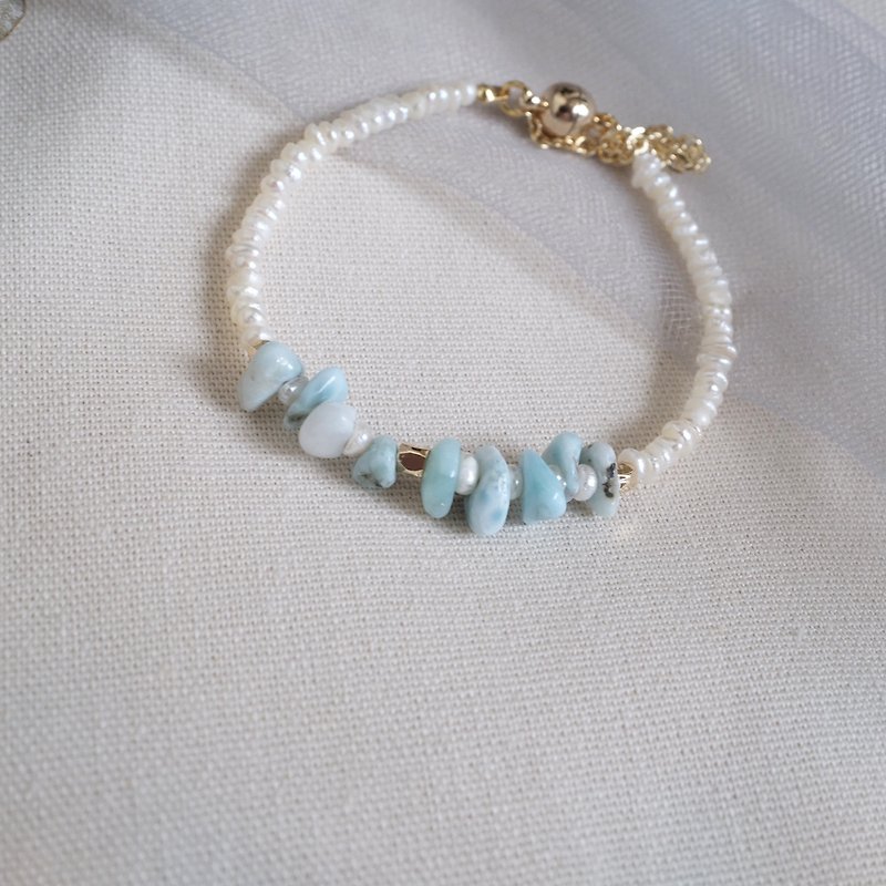 Larima Natural Pearl Healing Ocean Series Magnetic Bracelet - Bracelets - Semi-Precious Stones Blue