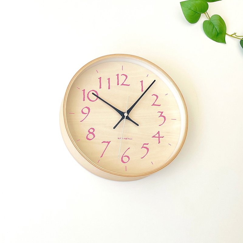 KATOMOKU plywood clock 21 M尺寸 淺粉色 (km-120LP) 掛鐘 日本 - 時鐘/鬧鐘 - 木頭 粉紅色