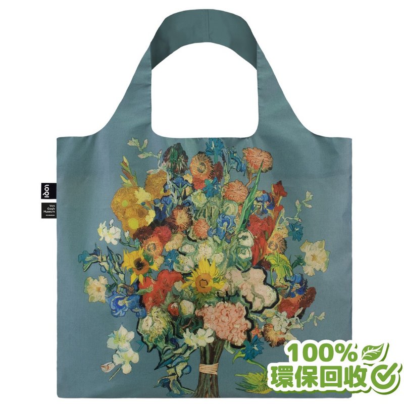 LOQI 環保材質購物袋-梵谷 花束藍 (無扣帶、無暗袋) - 手提包/手提袋 - 環保材質 藍色