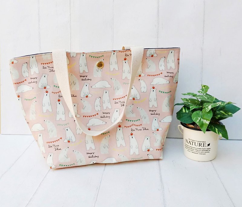 [tote bag] polar bear - กระเป๋าถือ - วัสดุกันนำ้ สึชมพู