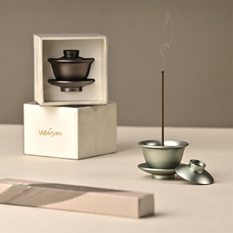 Covered bowl small incense stand alloy incense holder incense holder home indoor incense burner creative ornaments tea ceremony incense burner - น้ำหอม - อลูมิเนียมอัลลอยด์ 