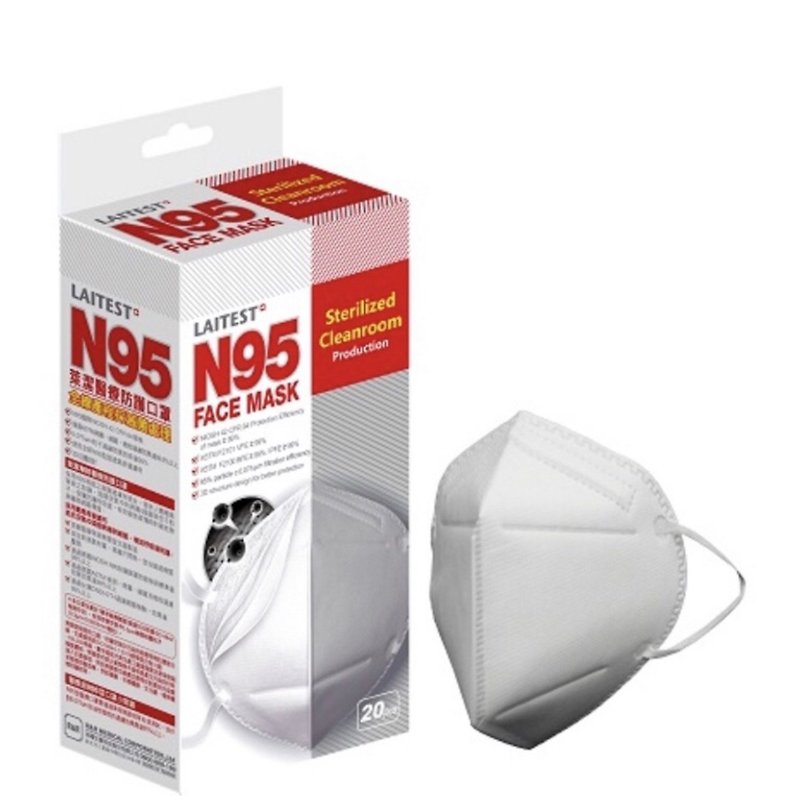 LAITEST N95 Medical Protective Mask (Rose Pink/ Stone Black/Snow White/Ocean Blue) Filter - Other - Other Materials White