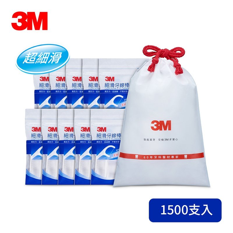 【3M】細滑牙線棒散裝超值分享包1500支(500*3包) 附束口袋 - 牙刷/口腔清潔 - 其他材質 