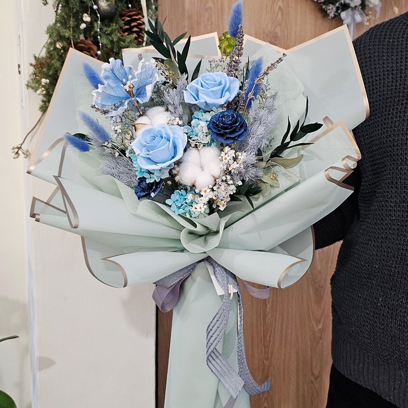 Everlasting Bouquet Large Size Valentine's Day Bouquet Birthday Bouquet Proposal Bouquet Fast Shipping Now - Dried Flowers & Bouquets - Plants & Flowers Blue