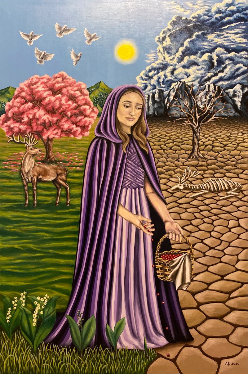 Mother Nature, original oil painting, oil on canvas, symbolism, life, earth - 壁貼/牆壁裝飾 - 其他材質 多色