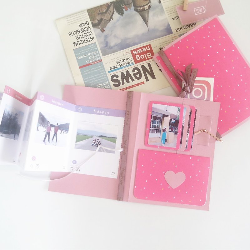 Ready in stock / First Love Pink Mechanical Half-fold Card Book IG Handmade Book / Birthday Handmade Creative Card - การ์ด/โปสการ์ด - กระดาษ 