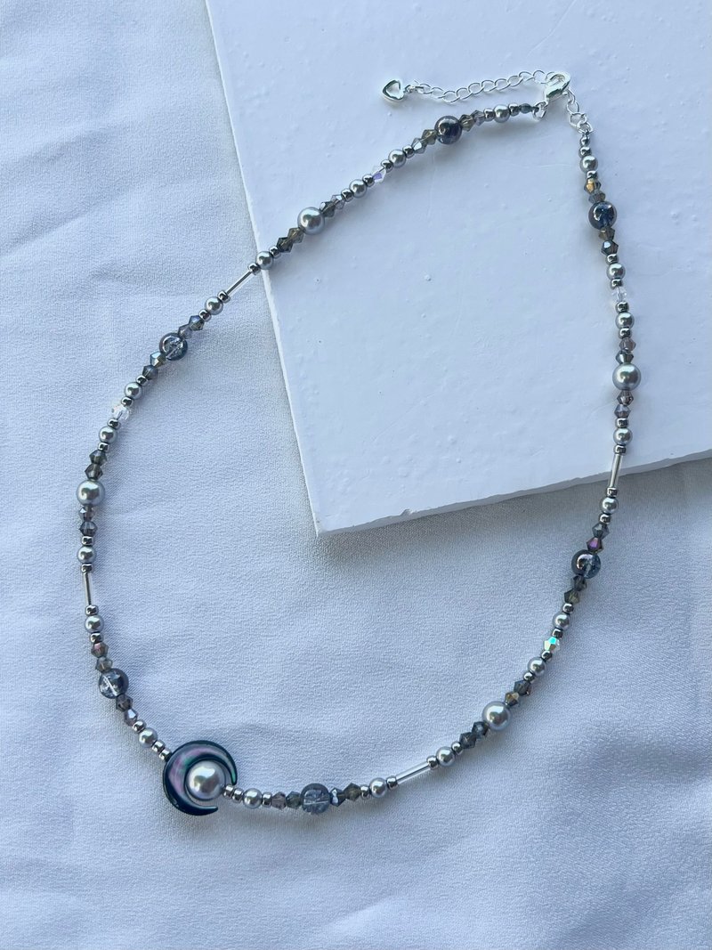 Moon Light Necklace丨Moonlight Beaded Necklace - สร้อยคอ - เงิน 