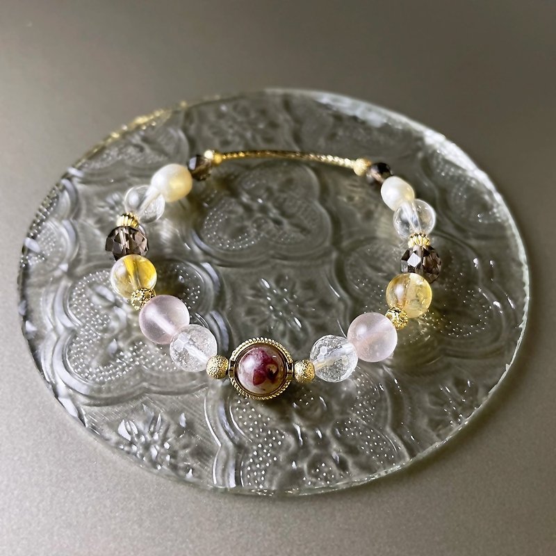 Genie Bracelet, elastic bracelet made with multi-stone and golden plating. - Bracelets - Crystal Gold