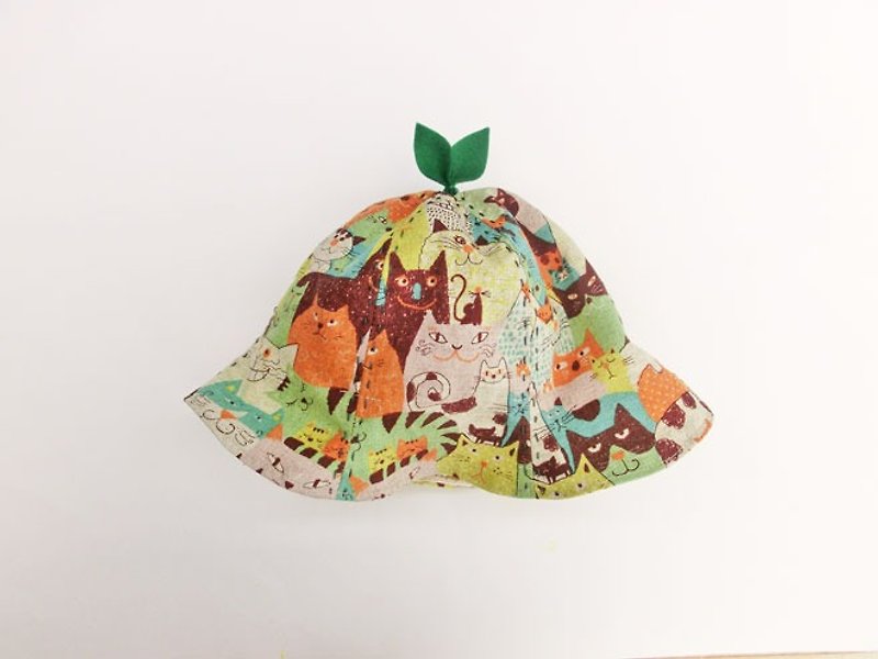 Grow Up! Leaf Hat for Baby & Toddler / CAT! CAT! CAT!/Brown - Bibs - Cotton & Hemp Multicolor