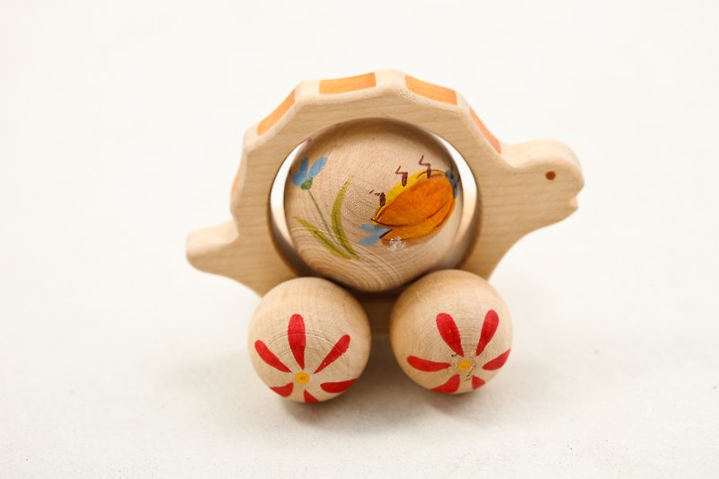[Out of Print] Russian Handmade Building Blocks-Rolling Series: Little Turtle with Beetle Pattern - Kids' Toys - Wood Multicolor