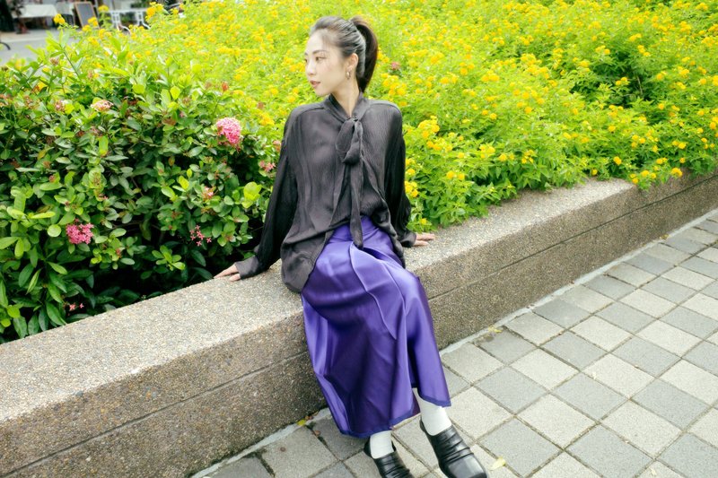 UUIN   _ 黑領巾襯衫 - 女襯衫 - 絲．絹 黑色